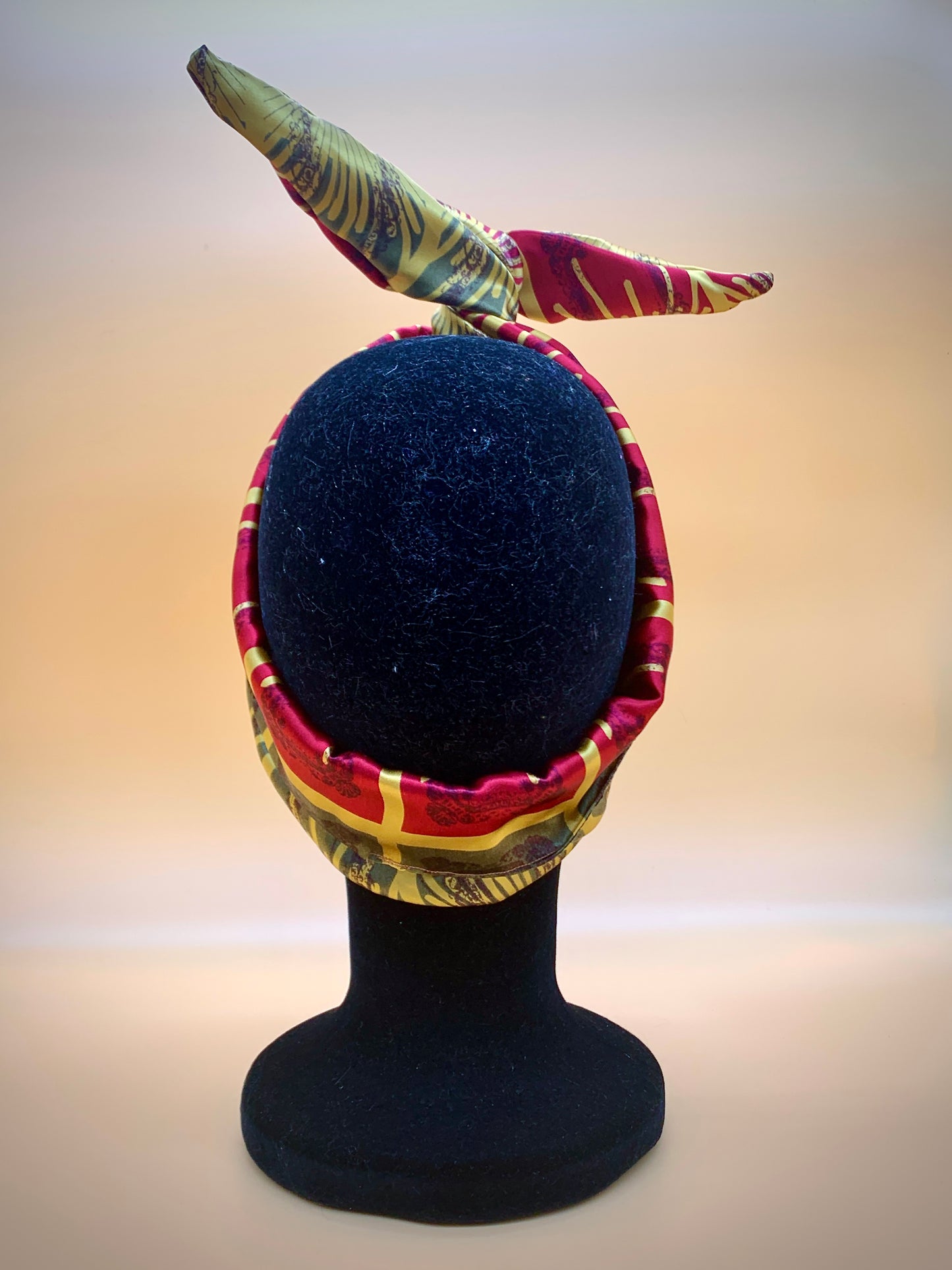 Silk Wire Headband | Red Green and Gold Vintage Print