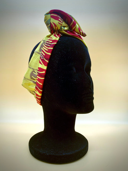 Silk Wire Headband | Red Green and Gold Vintage Print