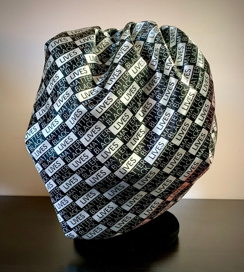 Satin Bonnet | Black and White Black Lives Print