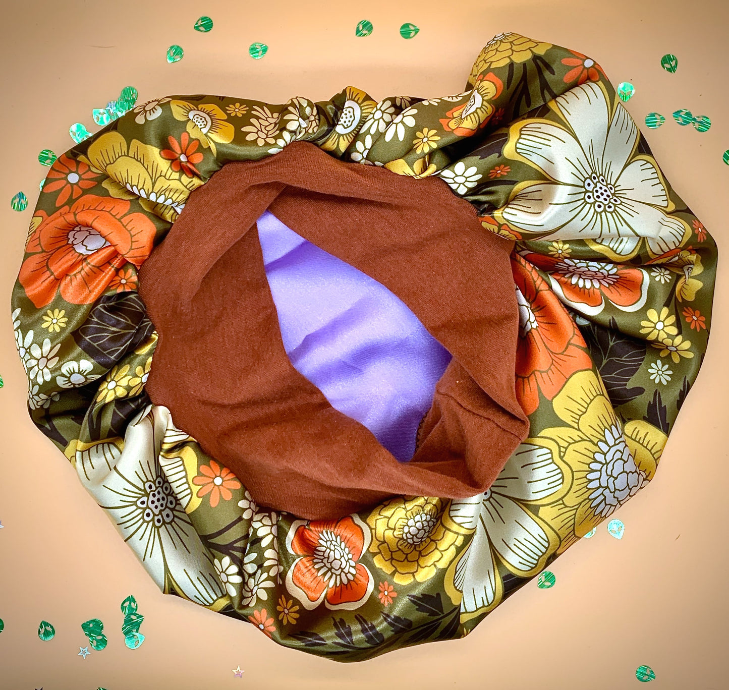 Satin Bonnet | 70s Retro Flowers